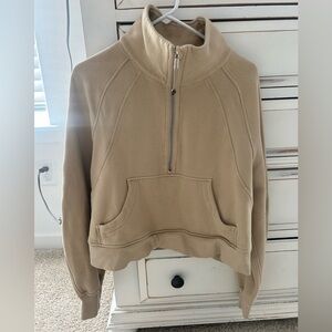 Tan Half-Zip Pullover Sweatshirt
